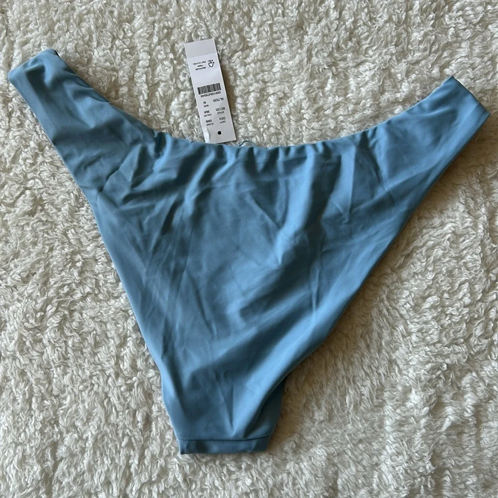 J. Crew Curved Waist Cheeky Bikini Bottom Light Blue Medium NWT